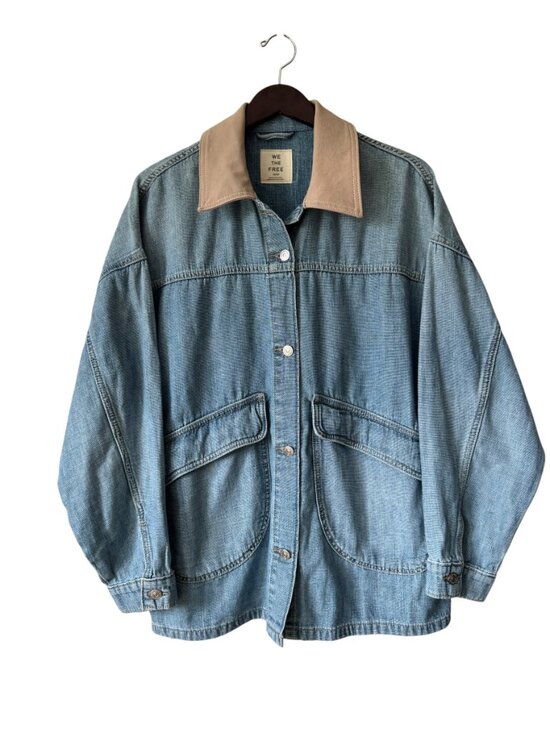 We The Free Jackets & Blazers - We The Free Lemon Denim Jacket Size Med Denim Oversized Chore Barn Style Pockets